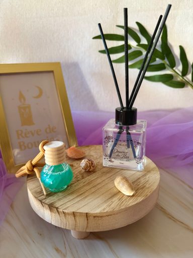 Diffuseurs parfumés artisanaux Rêve de Bougies - parfum délicat et continu pour voiture et intérieur.
